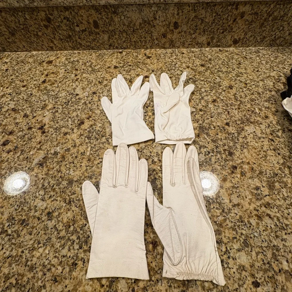 Vintage Ladies Gloves Lot 14 Pair leather fabric pink white black mixed sizes